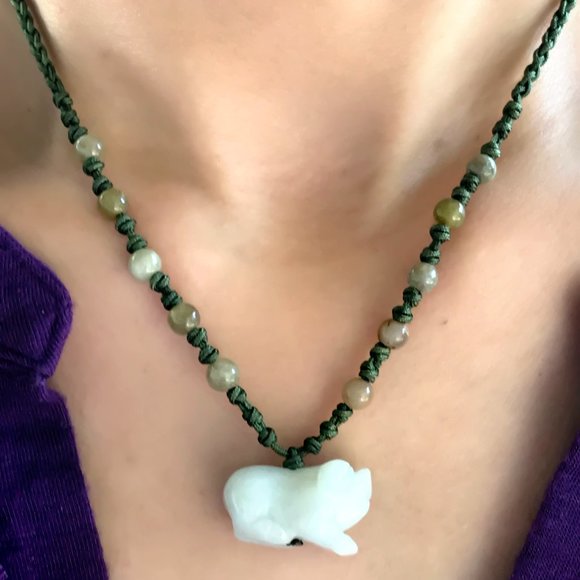 Boar Chinese Zodiac Handmade Jade Necklace Pendant - Picture 2 of 2